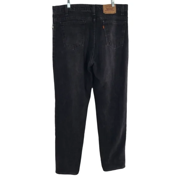 Levis 550 Jeans Men 40 X 34 Black‎ Denim Relaxed Fit Tapered Leg Orange Tab 90s